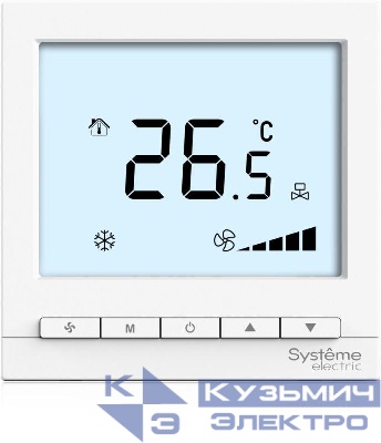 Термостат комнатный цифровой для 2тр 3ск FCU и 2-х поз. клап. 1UI 4DO Modbus ~220В BS бел. SE RTF2IML