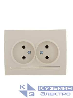 Розетка 2-м СП Deriy 16А IP20 без заземл. керамика крем. LEZARD 702-0303-128