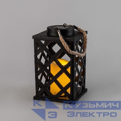Фонарь декоративный 14х14х24см тепл. бел. корпус плетеный черн. на солнечной батарее Neon-Night 501-145