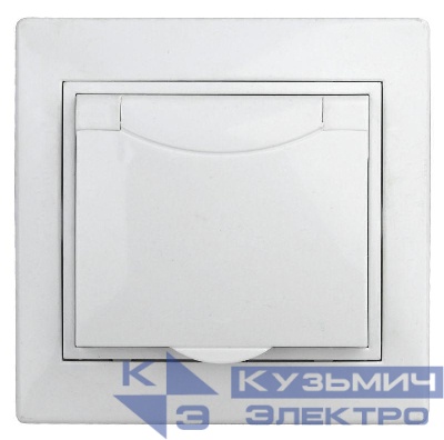 Розетка 1-м СП Plano 1-203-01 16А IP20 250В 2P+E Schuko защ. крышка бел. Intro Б0053889