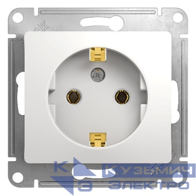 Розетка 1-м СП Glossa 16А IP20 с заземл. механизм бел. SE GSL000143