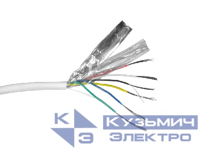 Кабель сигнальный, экранированный 6*0.22мм2 (7*0.2мм) 100м, алюминий, пластиковая катушка, белый NETKO Optima