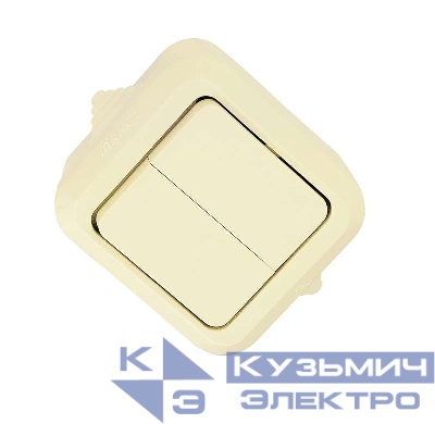 Выключатель 2-кл. ОП 10А IP44 п/герм. крем. Makel 18201