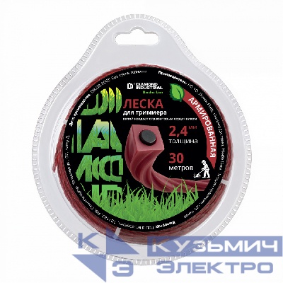 Diamond Industrial Леска для триммеров 2,4 мм 30 м квадрат витой армированная графитовым сердечником Diamond Industrial