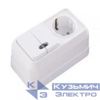 Блок ОП розетка 1-м IP20 с заземл.+выключатель 2-кл. с подсветкой Makel 451A4