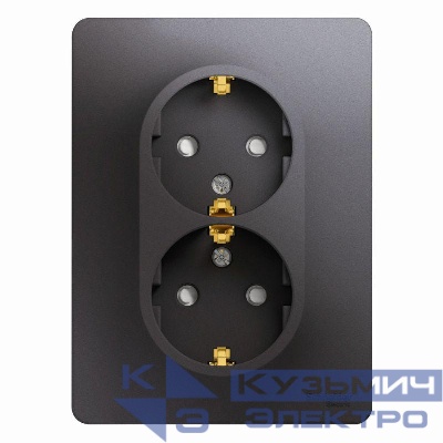 Розетка 2-м СП Glossa 16А IP20 250В с заземл. защ. шторки в сборе графит SE GSL001326