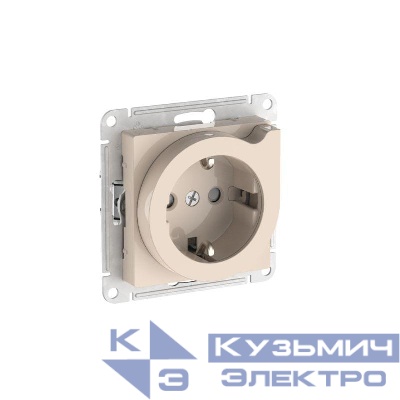 Розетка AtlasDesign 16А с заземл. защ. шторки с выталк. быстрозажим. клем. механизм беж. SE ATN000247S