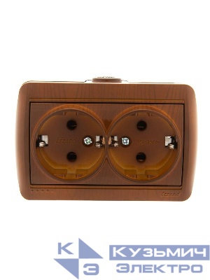 Розетка 2-м ОП Nata 16А IP20 с заземл. керамика сосна LEZARD 710-0800-127