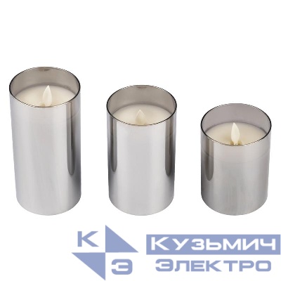 Свеча декоративная CL7-SET3-sr с пультом 3хAAA для каждой свечи (не в компл.) серебр. (уп.3шт) ФАZА 5018792