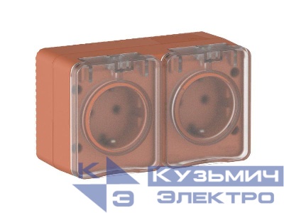 Розетка 2-м ОП AtlasDesign PROFI 16А IP54 заземл. защ. шторки терракот. SE ATN547026