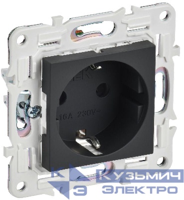 Розетка SKANDY 16А с заземл. защ. шторки SK-R04G графит IEK SK-R14-16-K53