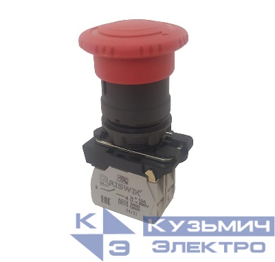 Выключатель кнопочный КМЕ-5611м-Ф УХЛ2 1НО+1НЗ 10А IP65 толкатель грибовидный с фиксацией возврат поворотом d посадочного отверст. 22мм красн. ЭЛЬКОМ A8012-34129887