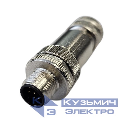 Разъем М12 8A штыревой винт метал. прямой резьба PG9 каб. часть СЦМ120004-08A СТЭЗ 185200030