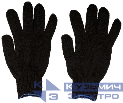 Перчатки вязаные упрочненные (5 нитей) х/б черн. 12496