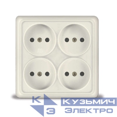 Розетка 4-м ОП Олимп 16А IP20 квадрат. без заземл. сл. кость UNIVersal 1170