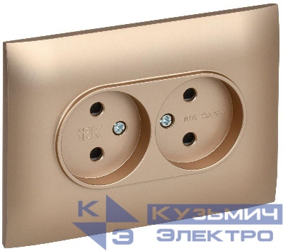 Розетка 2-м SKANDY 10А без заземл. без защ. шторок в сборе SK-R10Sa песочн. IEK SK-R20-10-K98-F