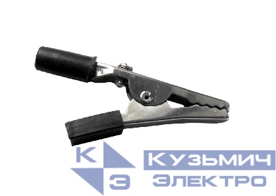 Зажим "крокодил" с болтом, средний, 5A, черный, L=51±5мм, NETKO Optima