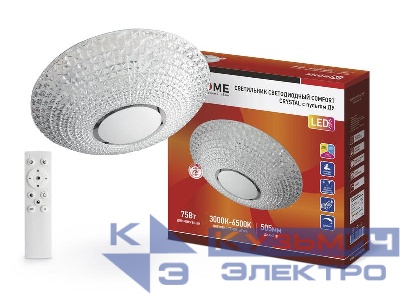 Светильник светодиодный COMFORT CRYSTAL 75Вт 230В 3000-6500К 6000лм 505х125мм с пультом ДУ IN HOME 4690612034782