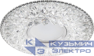 Светильник CD942 50Вт G5.3 MR16 потолочн. встраив. со светодиод. подсветкой 15LEDх2835 SMD 4000К с драйвером в комплекте прозр. FERON 32655