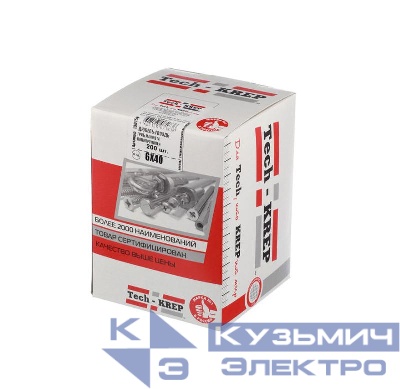 Дюбель-гвоздь 6х40 с грибовидной манжетой полипропилен (уп.50шт) коробка Tech-Krep 112709