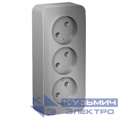 Розетка 3-м ОП Blanca 16А IP20 250В без заземл. без защ. шторок с изолир. пластиной алюм. SE BLNRA000313