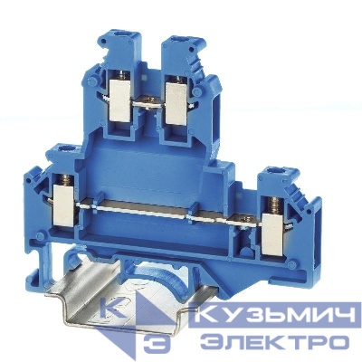 Клемма двухуровневая винтовой зажим 4 точки подключения 4кв.мм син. DKC KRUKB-5-BU