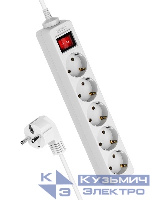 Удлинитель 5х3м с заземл. 16А IP20 ПВС 3х1.5 с выкл. КОСМОС YKsm3m-5g-Z-V(K)