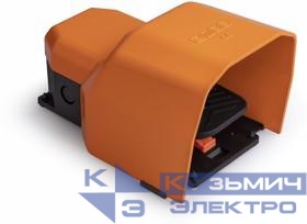 Педаль одиночная 1НО+1НЗ 250В AC 4А IP65 с фиксацией; с защ. кожухом алюм. оранж. EMAS PDKS11BX11T