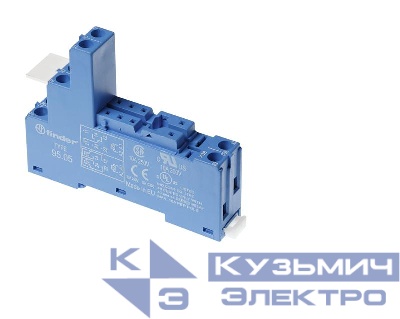 Розетка с винтовыми клеммами (с зажимной клетью) для реле 40.51; 40.52; 40.61; 40.62 применяются модули 99.02; 86.03 в компл.е пластик. клипса 095.01 син. FINDER 95059SPA