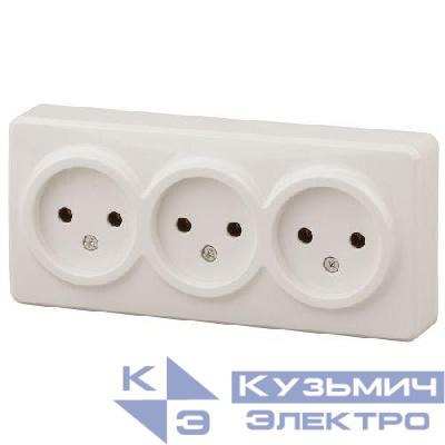 Розетка 3-м ОП Эра Эксперт 11-2207-02 16А IP20 250В 3х2P сл. кость Эра Б0020698