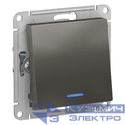 Переключатель проходной 1-кл. СП AtlasDesign 10А IP20 (сх. 6а) 10AX с подсветкой механизм сталь SE ATN000963