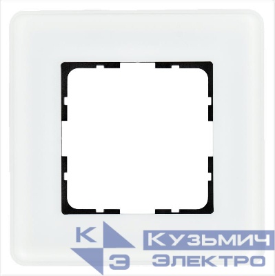 Рамка 1-м G-Glass закругленная стекло матов. бел. Jasmart G1001GW-RM