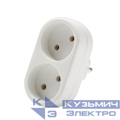 Разветвитель 2-м без заземл. 10А 2200Вт 250В плоский бел. DОМТОК 2651