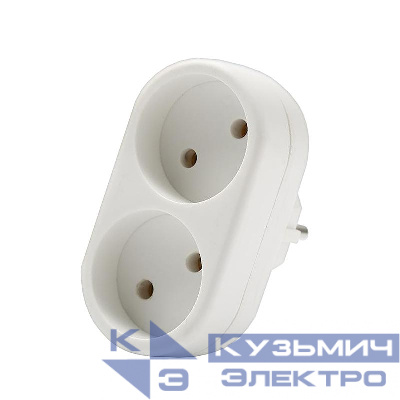 Разветвитель 2-м без заземл. 10А 2200Вт 250В плоский бел. DОМТОК 2651