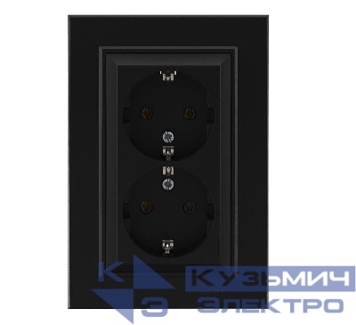 Розетка двойная с заземления Karea черн. Makel 56054082