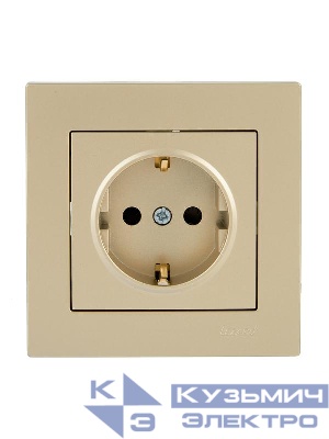 Розетка VESNA с защитой от детей ПБТ зол. LEZARD 742-3688-124B
