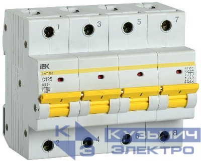Выключатель автоматический модульный 4п C 125А 15кА ВА47-150 KARAT IEK MVA50-4-125-C