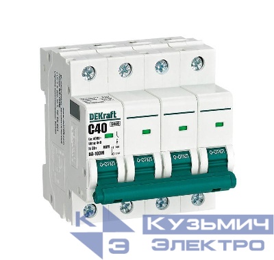 Выключатель автоматический модульный 4п C 40А 6кА ВА-103M без теплозащиты DEKraft 12533DEK
