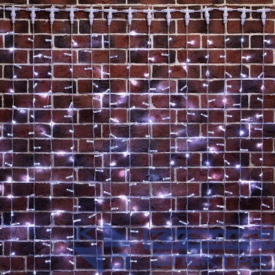 Гирлянда светодиодная "Светодиодный Дождь" 2х9м 2200LED бел. 110Вт 230В IP65 постоян. свечение провод силикон. прозр. Neon-Night 235-195