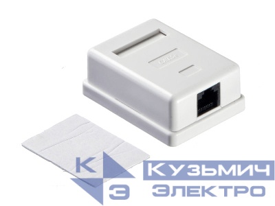Розетка компьютерная внешняя на плате 1xRJ45, неэкран, cat.5e, Krone тип, белая