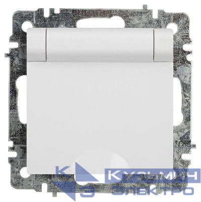 Розетка 1-м СП Accent 6-203-01 16А IP20 250В 2P+E Schuko с крышкой AL/CU бел. Intro Б0063709