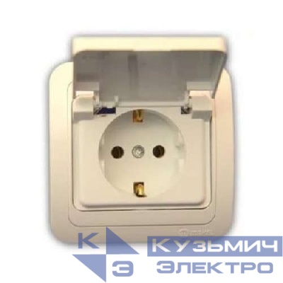 Розетка 1-м СП Mimoza 16А IP20 с крышкой крем./крем. Makel 25029