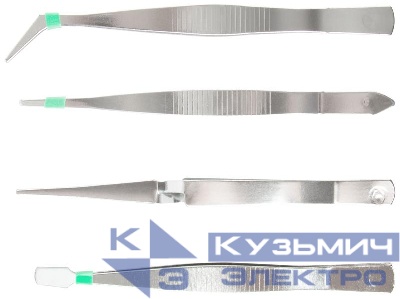 Набор пинцетов 4шт нержав. FIT 67445