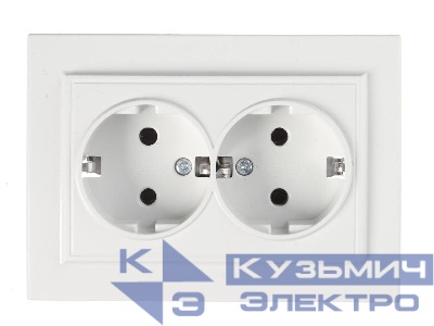 Розетка встраиваемая двойная с заземлением, 16A, пластик, IP20, цвет белый NETKO Optima Electric