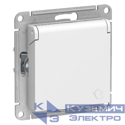 Розетка 1-м СП AtlasDesign 16А IP20 с заземл. защ. шторки с крышкой механизм бел. SE ATN000146