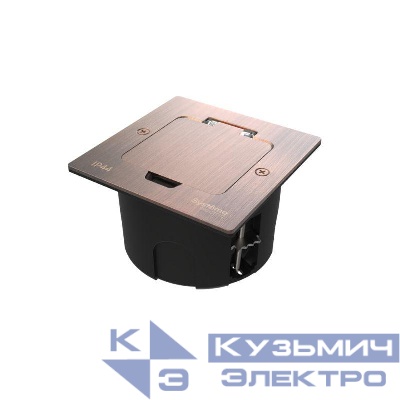 Лючок MultiDesk MDK20 на 2мод. IP44 с монтажной коробкой для стены фальшпола стола медь SE MDK20102CA