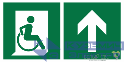 Знак безопасности BL-2010B.E69"Напр. движения к эвакуац. выходу МГН прямо" Белый свет a18341