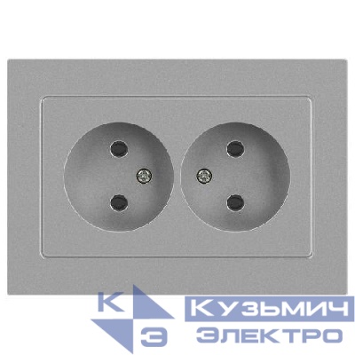 Розетка 2-м СП Accent 6-204-03 16А IP20 250В 2P AL/CU алюм. Intro Б0063453