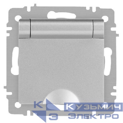 Розетка 1-м СП Accent 6-203-03 16А IP20 250В 2P+E Schuko с крышкой алюм. Intro Б0063721