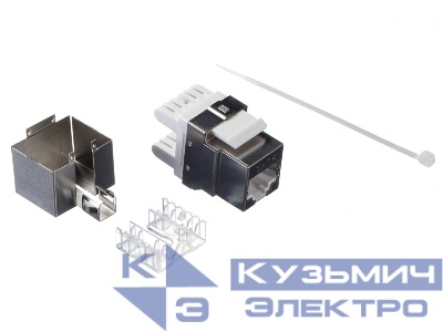 Модуль Keystone экранированный, RJ45, cat.6, 180°, под инструмент, металлик "SB"